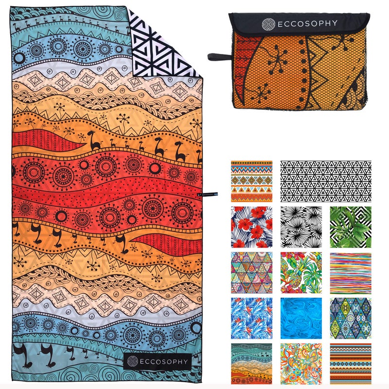 ECCOSOPHY Microfiber Beach Towel -Sand Free Towels are Quick Dry, Light Weight, Super Absorbent-Perfect Pool, Travel, Cruise, Camping Essentials-Oversized Extra Large for Adults (Marrakesh) - Image 1